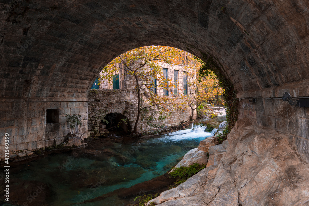 the river inside the small town of Livadia 