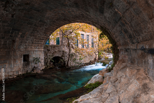 the river inside the small town of Livadia 