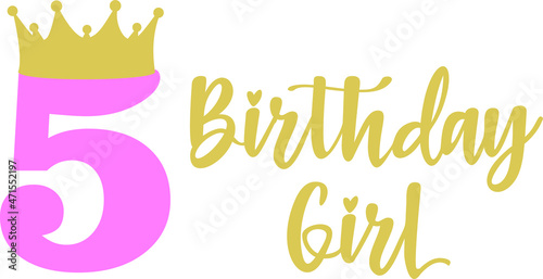 Happy Birthday Girl lettering sign typography quote. Birthday party decor  on white background. Vector illustration