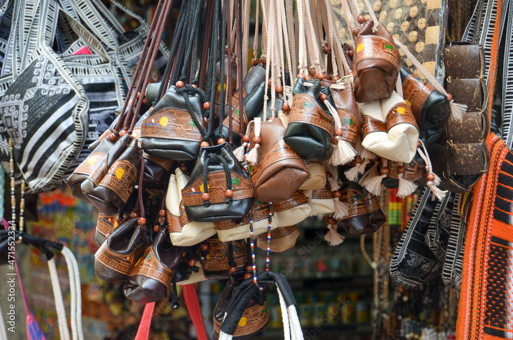 Handmade bags in the market of Dominicana