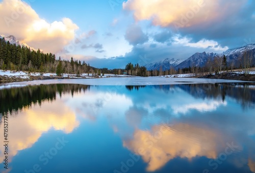 Panoramic Reflections On Quarry Lake At Sunrise
