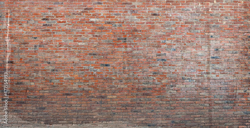 Red Brick Wall Wide Rough Texture background.