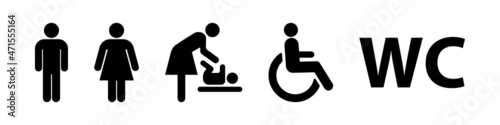 WC toilet icon symbol set