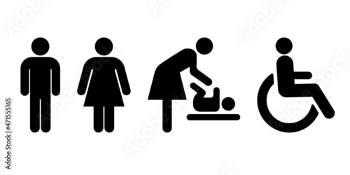 WC toilet icon symbol set