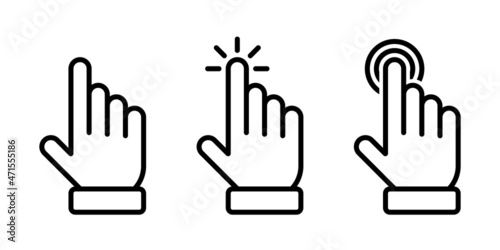 Cursor hand icon set line style