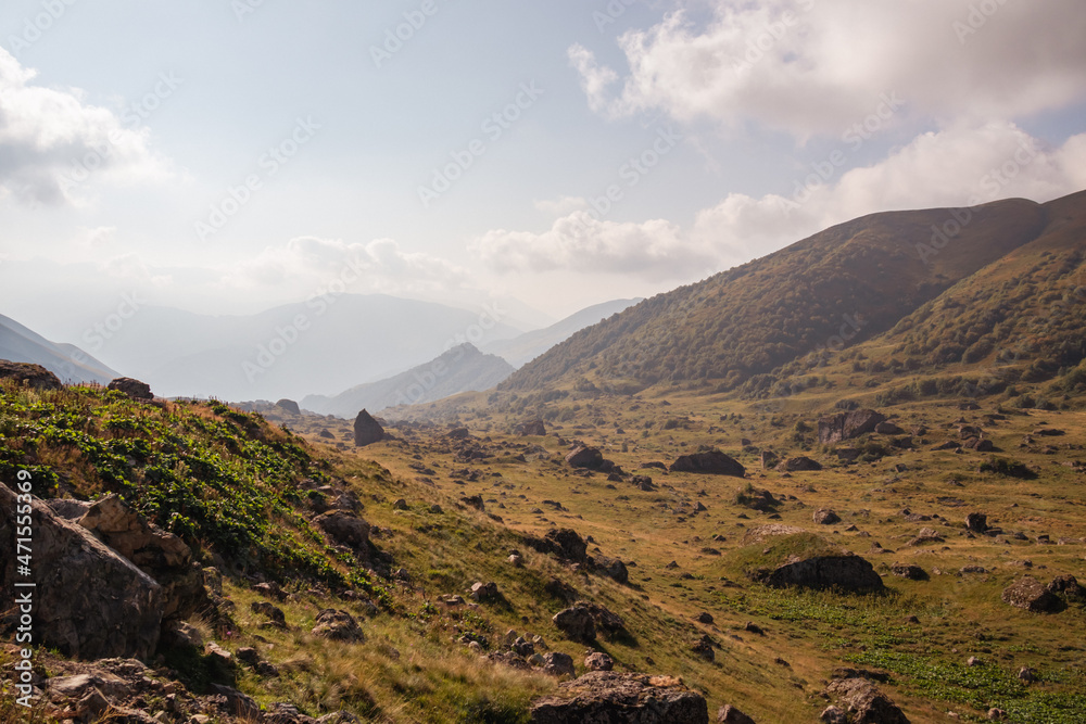 A panoramic view on a valley near the Chaukhi massif in the Greater ...