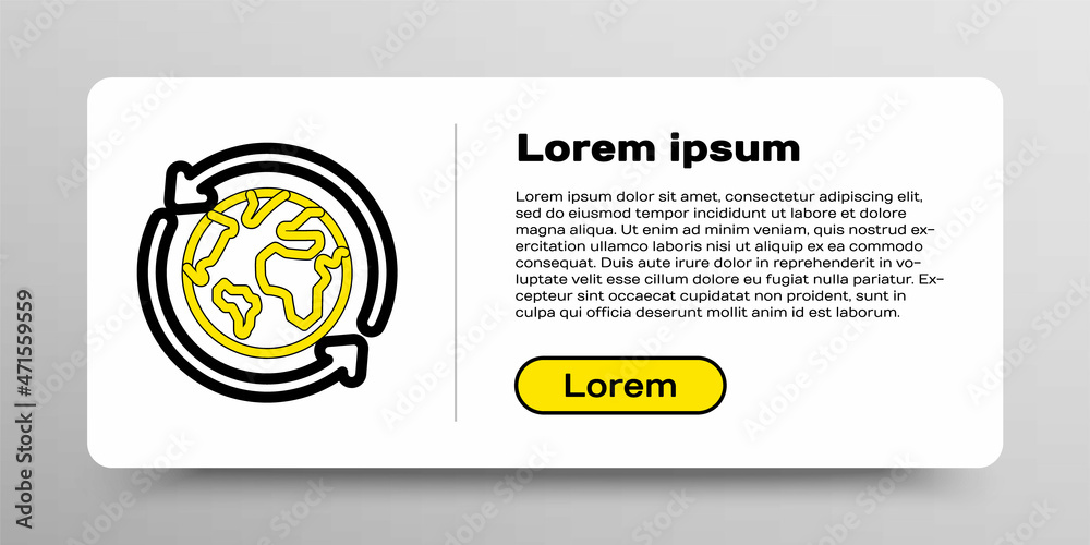 Line Planet earth and a recycling icon isolated on white background. Environmental concept. Colorful outline concept. Vector Line Planet earth and a recycling icon isolated on white background. Environmental concept. Colorful outline concept. Vector