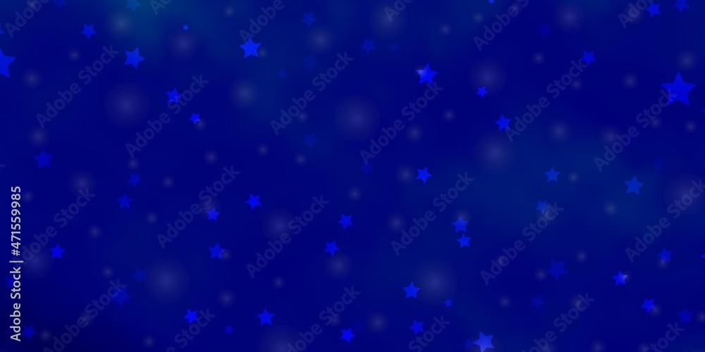 Obraz premium Light BLUE vector background with small and big stars.