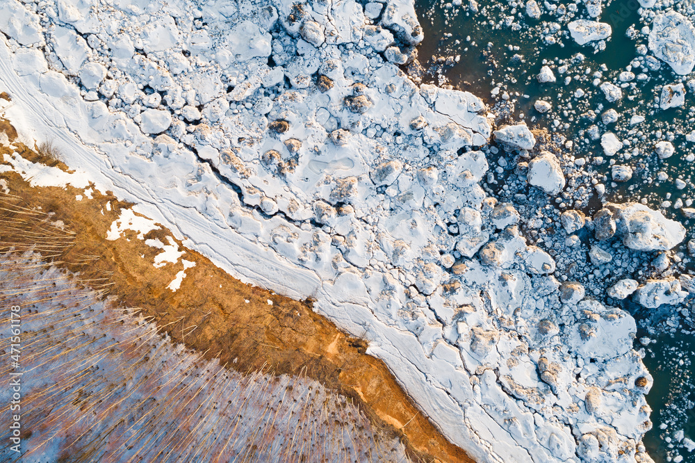 Shore of a lake at winter