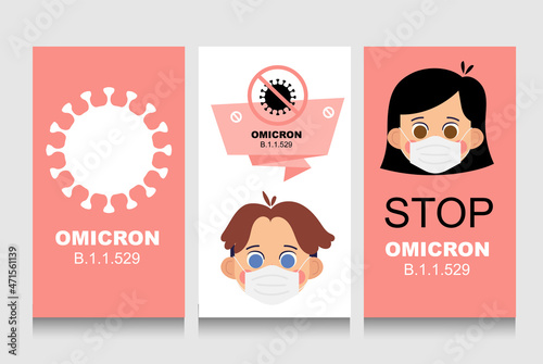 Omicron. B.1.1.529. Coronavirus Bacteria, new strain, Covid-2019. No Infection and Stop Coronavirus Concepts. Dangerous Coronavirus Cell in South Africa. Deadly type of virus omicron. Social media