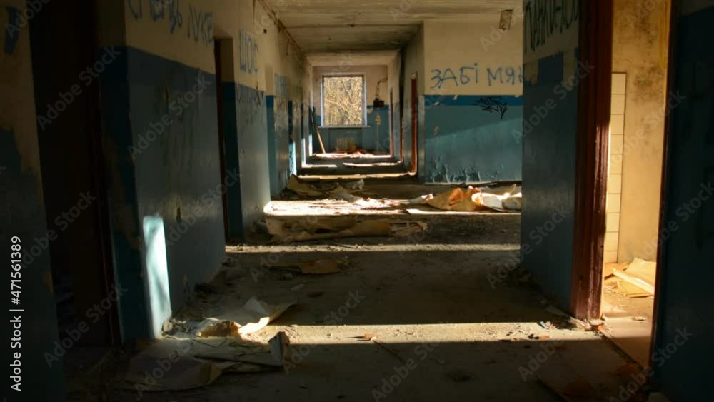 Abandoned building walking down a dark corridor hd stock footage Abandoned building walking down a dark corridor hd stock footage