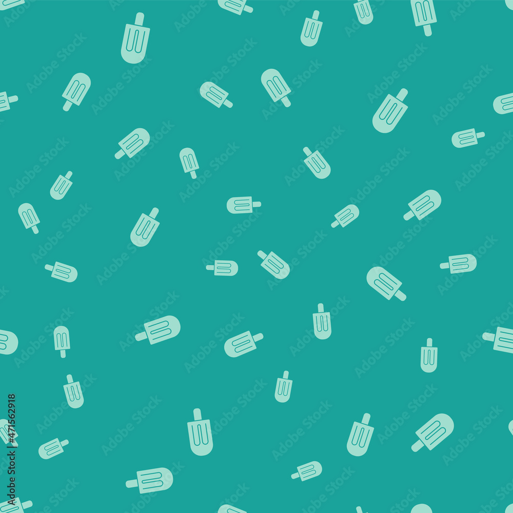 Green Ice cream icon isolated seamless pattern on green background. Sweet symbol. Vector Green Ice cream icon isolated seamless pattern on green background. Sweet symbol. Vector