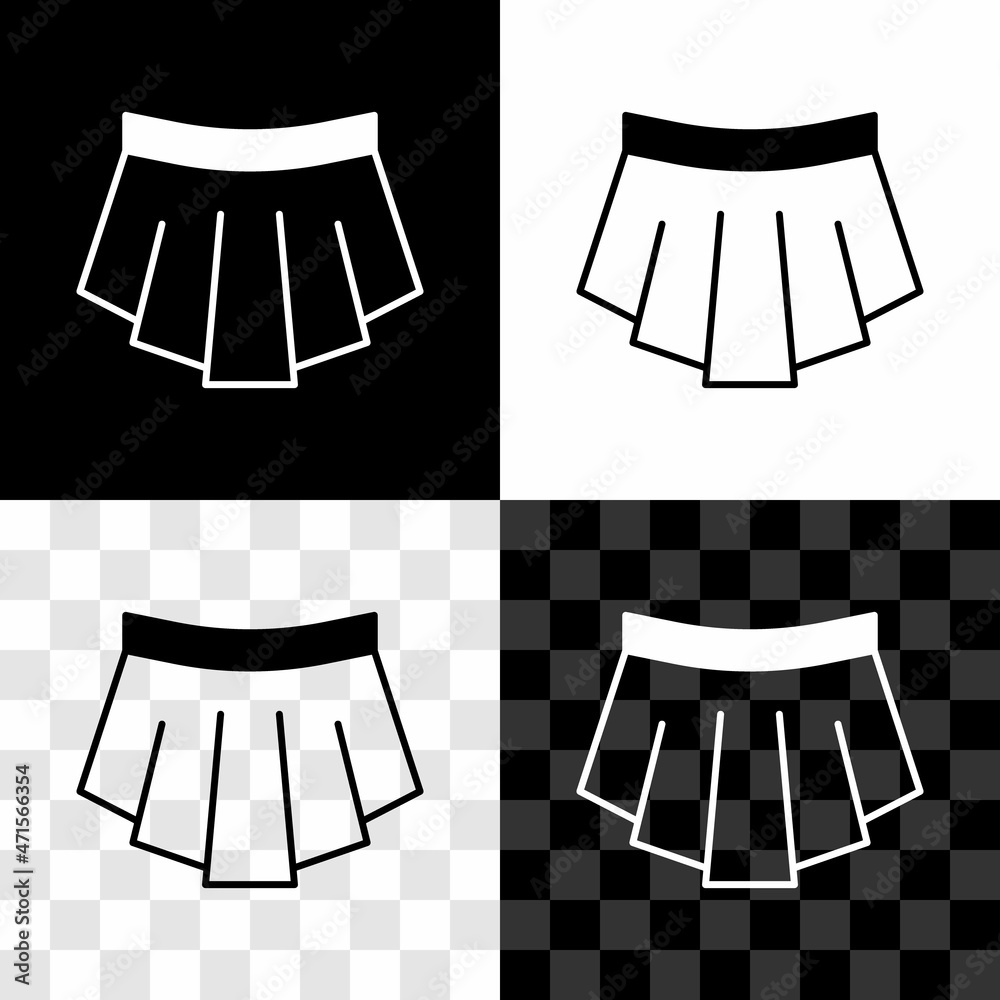Set Skirt icon isolated on black and white, transparent background. Vector Set Skirt icon isolated on black and white, transparent background. Vector
