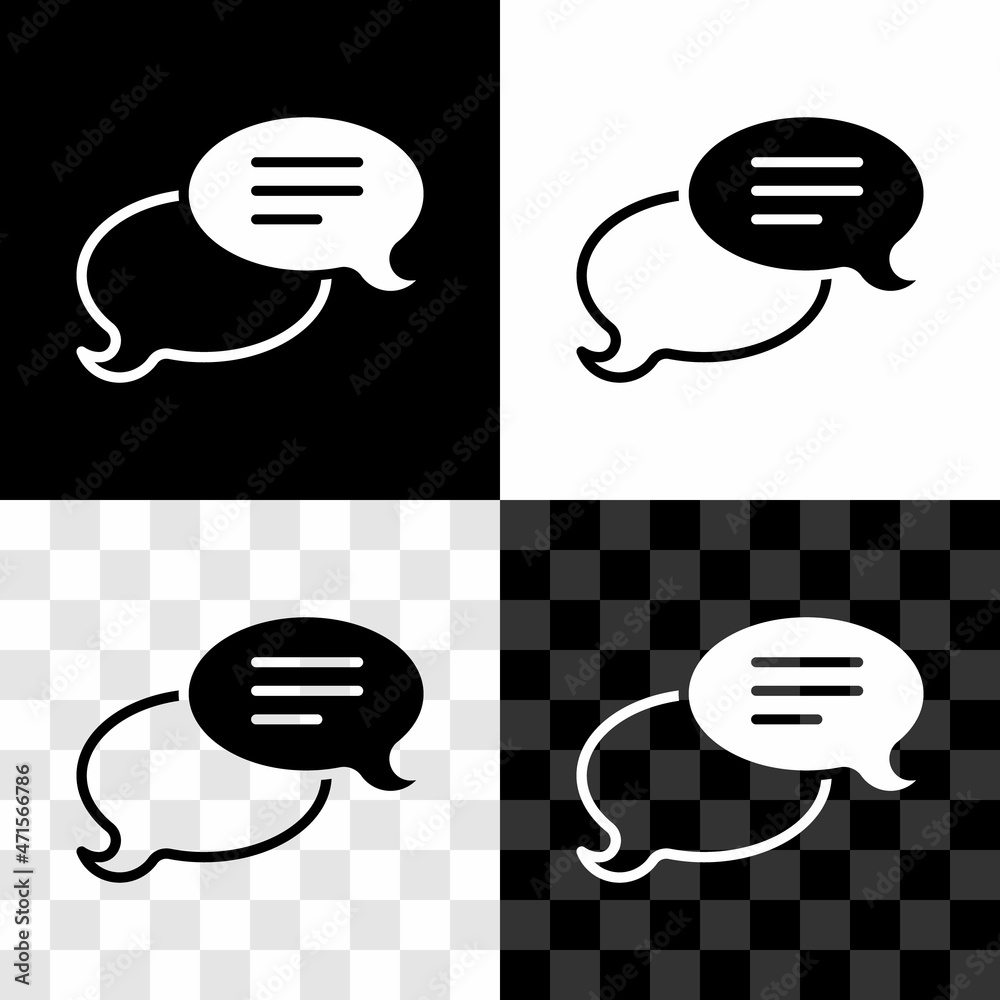 Set Speech bubble chat icon isolated on black and white, transparent background. Message icon. Communication or comment chat symbol. Vector Set Speech bubble chat icon isolated on black and white, transparent background. Message icon. Communication or comment chat symbol. Vector
