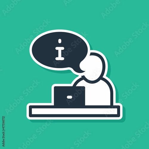 Blue Television report icon isolated on green background. TV news. Vector