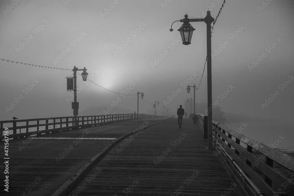 person walking on the pier