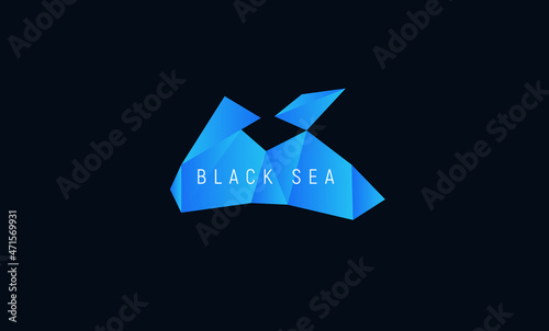 Black Sea and Azov Sea, paper origami style, geographic map, low poly graphic design. Vector illustration.