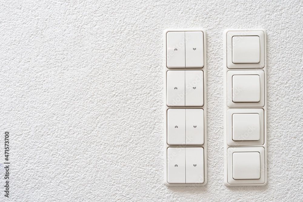 Wall-mounted Light Switches And Roller Shutter Control Switch On ...
