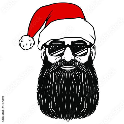 Santa Claus Svg clipart,Hipster Santa,Santa With Sunglasses,Santa Beard ,Santa Hat,Christmas vector illustration,Young santa, Barber shop santa claus 