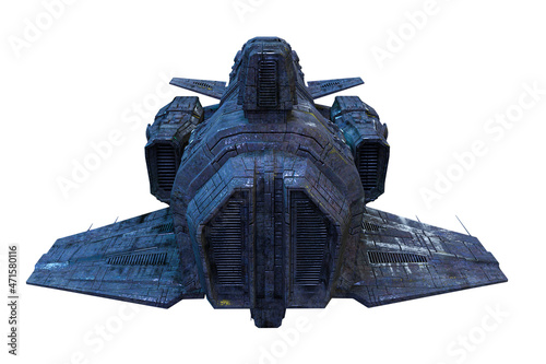 Fotografie, Tablou Spaceship exterior on an isolated white background, 3D illustration, 3D renderin