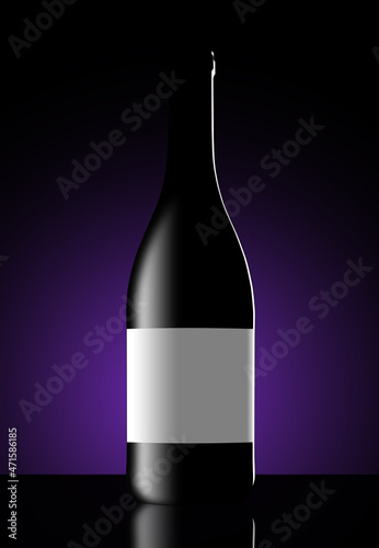 dark wine bottle on black background