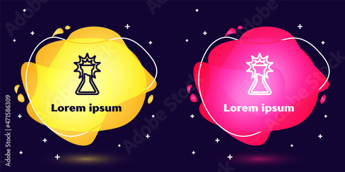 Set line Test tube and flask icon isolated on blue background. Chemical laboratory test. Laboratory glassware. Abstract banner with liquid shapes. Vector