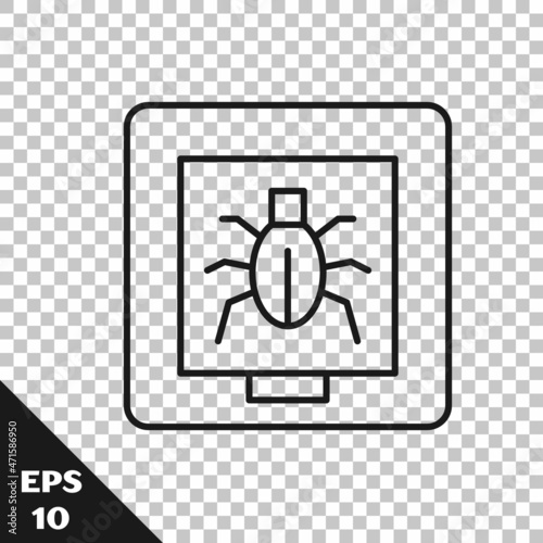 Black line Insects in a frame icon isolated on transparent background. Herbarium. Vector