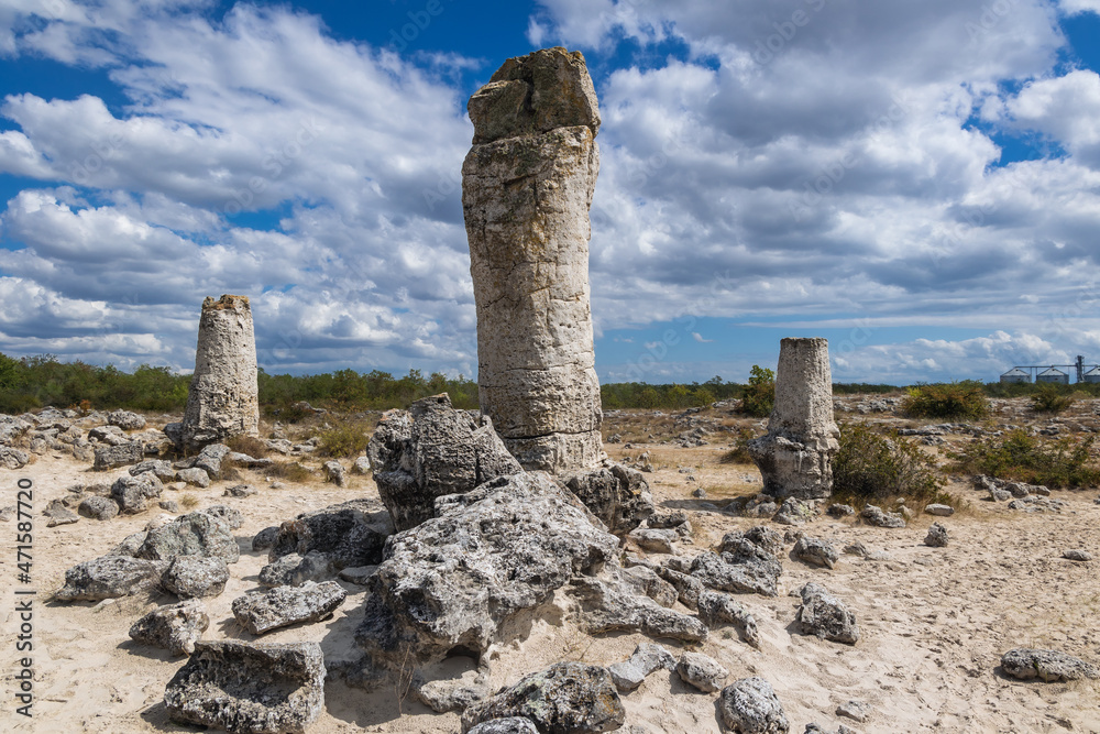 Stone columns in Pobiti Kamani - natural phenomenon called Stone Forest in Bulgaria