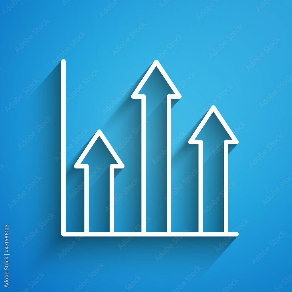White line Pie chart infographic icon isolated on blue background. Diagram chart sign. Long shadow. Vector White line Pie chart infographic icon isolated on blue background. Diagram chart sign. Long shadow. Vector
