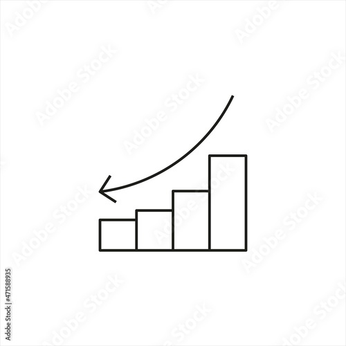 down drop downfall graph icon line style graphic design vector
