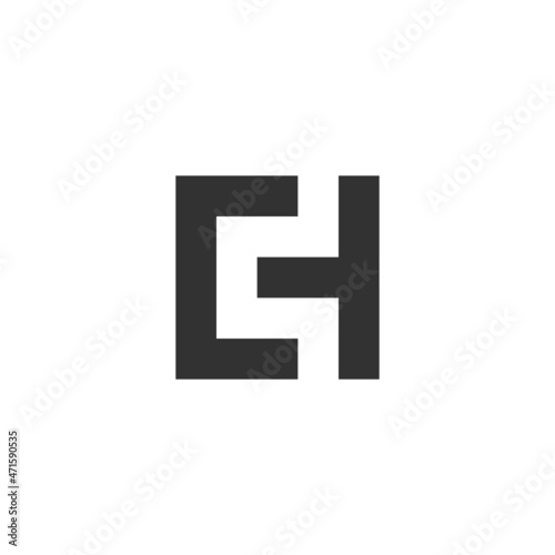 Simple square logo vector. Initial letter CH