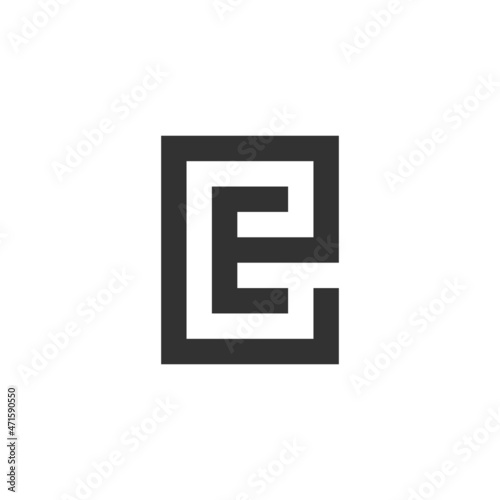 Tapety artystyczne Simple square logo vector. Initial letter EE