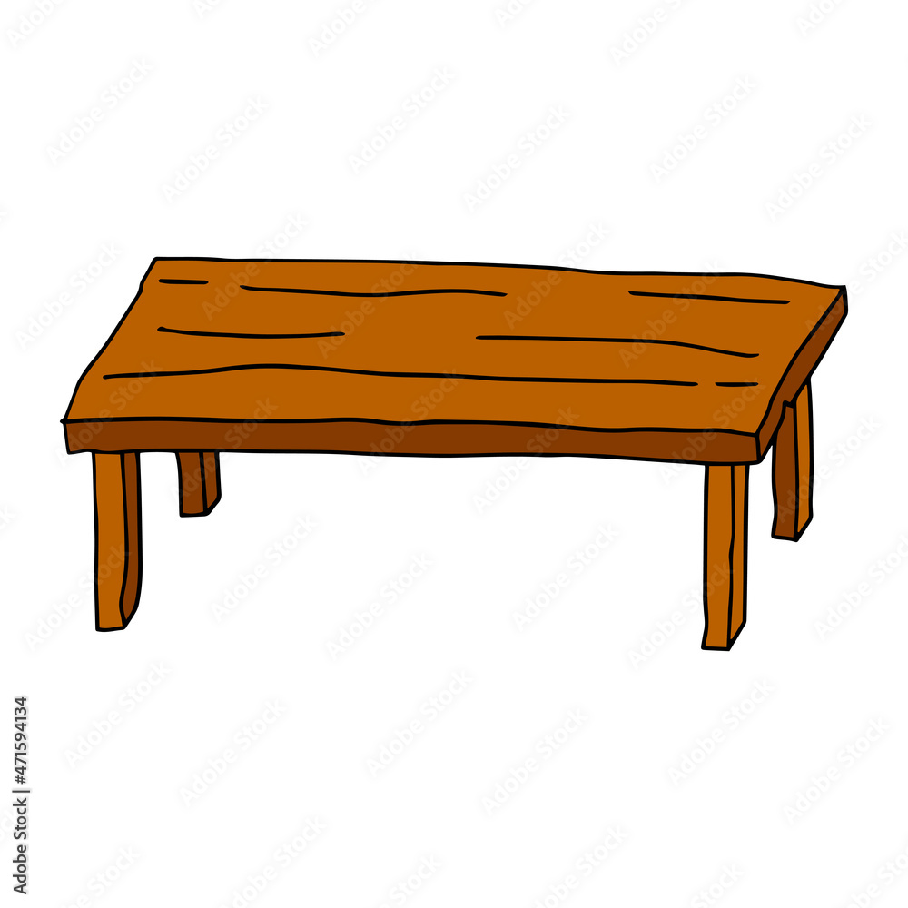 Cartoon hand drawn doodle wooden bench, table. Stock Vector Adobe Stock