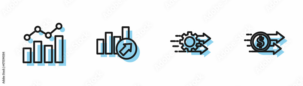 Set line Time management, Financial growth, and dollar icon. Vector Set line Time management, Financial growth, and dollar icon. Vector
