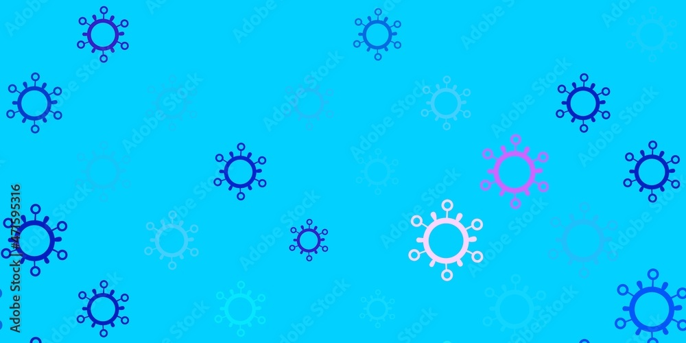 Dark pink, blue vector template with flu signs.