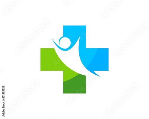 Healthy cross symbol with people inside