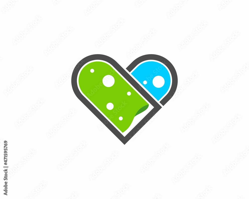 Laboratory test tube in the love shape logo Laboratory test tube in the love shape logo