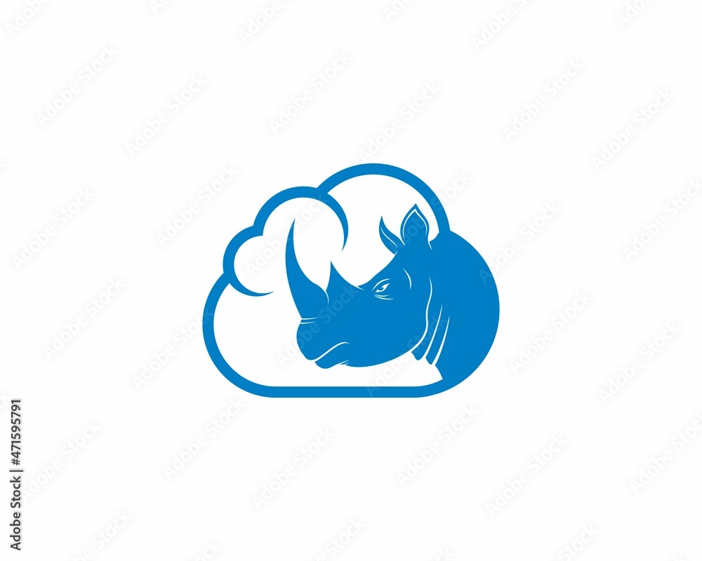 Rhino head inside the cloud logo
