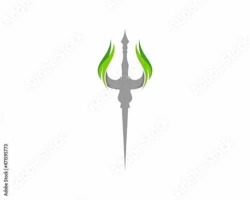 Trident with nature leaf logo