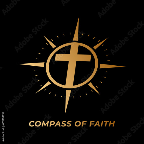 Fotografie, Obraz compass of faith cross vector logo design