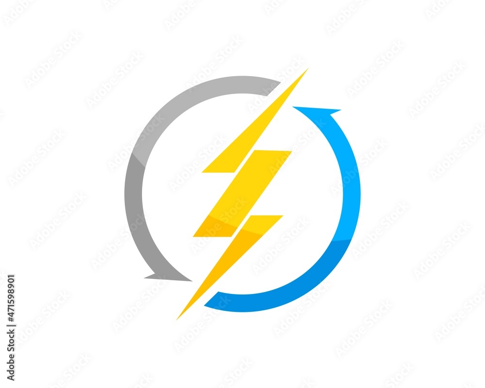 Circular arrow with lightning symbol inside Circular arrow with lightning symbol inside