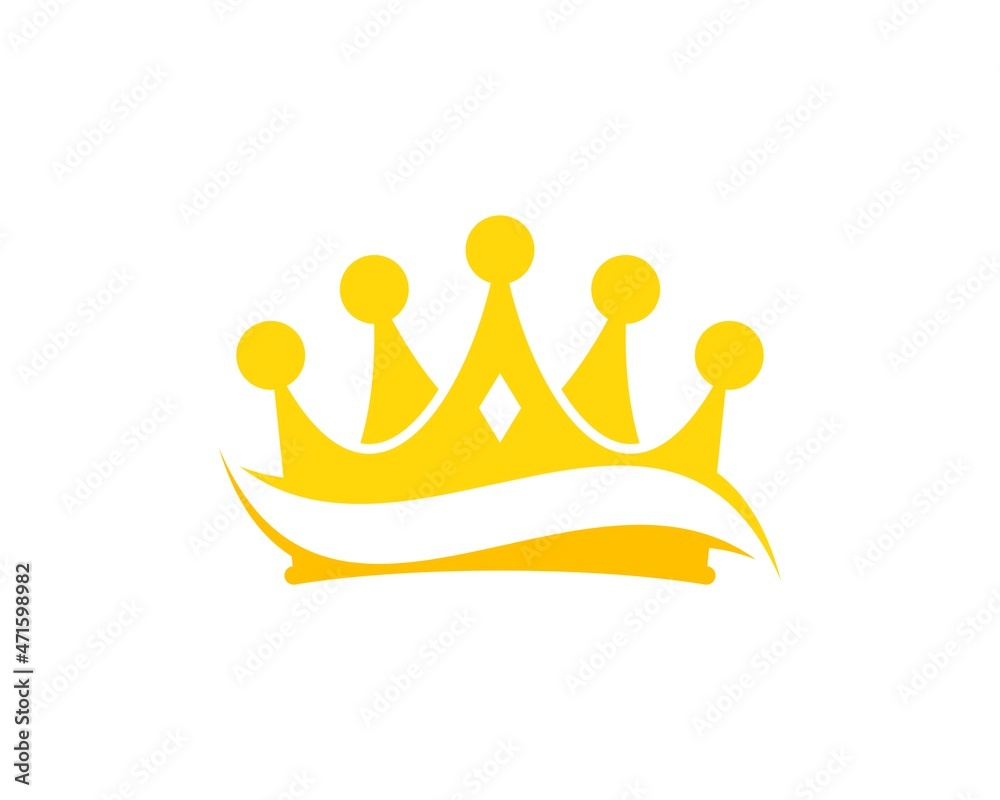 Abstract crown with wave swoosh in gold colors Abstract crown with wave swoosh in gold colors