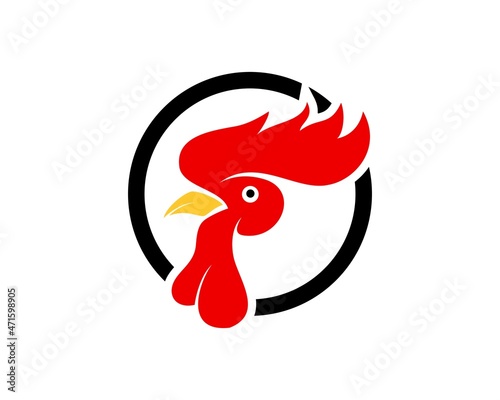 Circle shape with rooster head inside