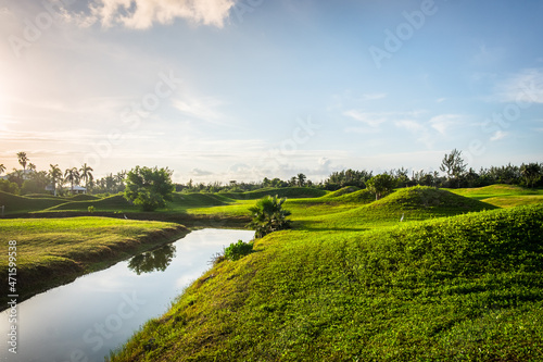 Redundant golf course at sunrise on Grand Cayman  Cayman Islands