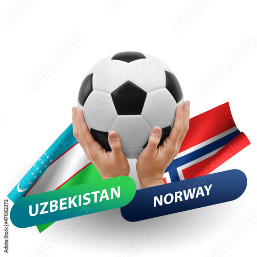 Soccer football competition match, national teams uzbekistan vs norway
