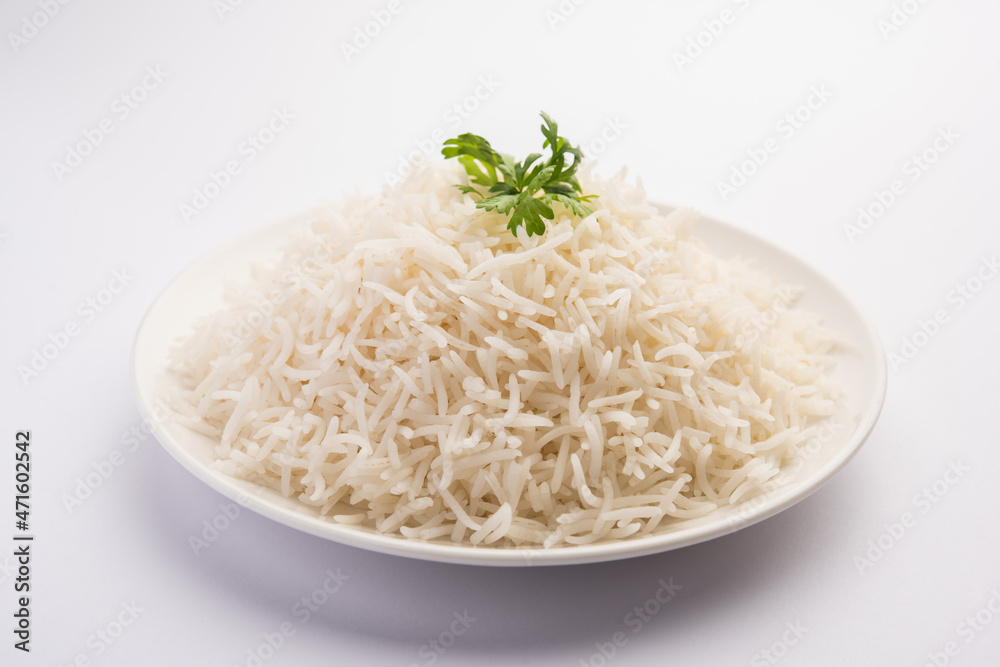 Cooked plain white basmati rice Cooked plain white basmati rice