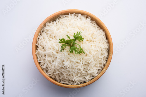 Cooked plain white basmati rice