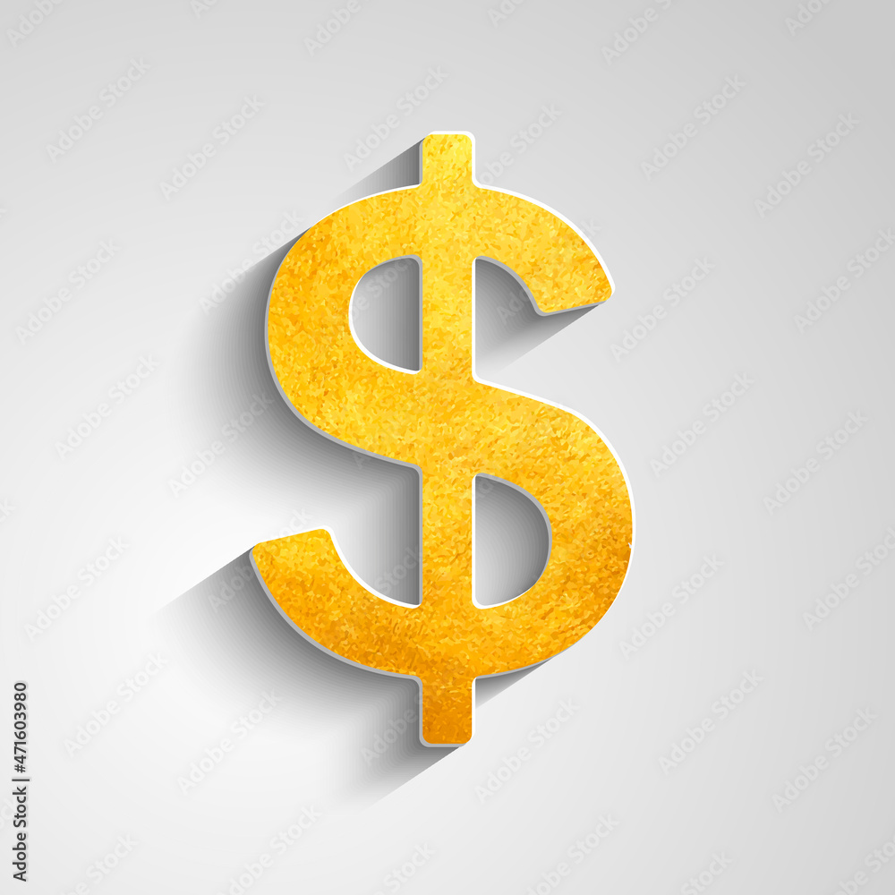 Golden dollar symbol on grey background. Vector illustration. Golden dollar symbol on grey background. Vector illustration.