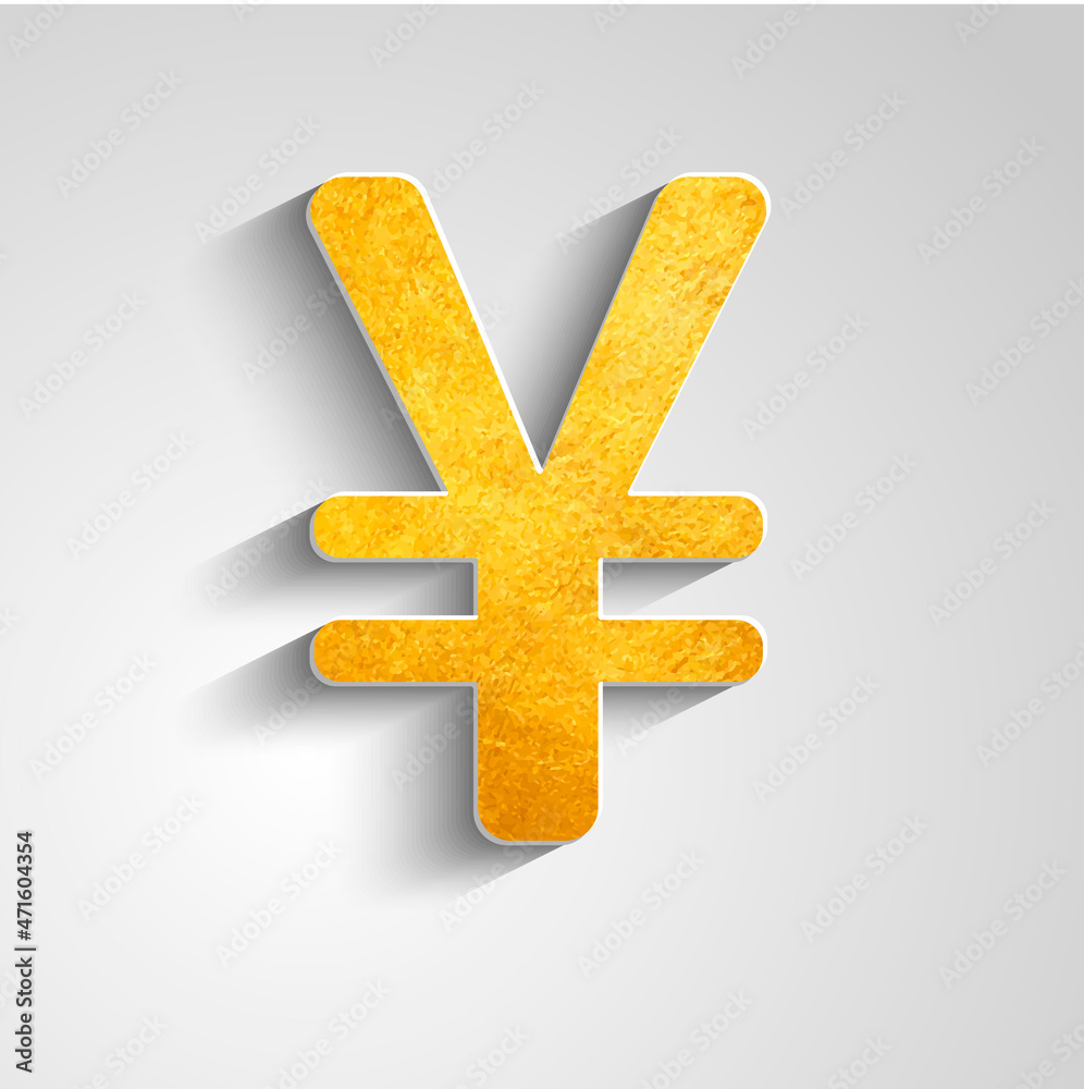 Fototapeta premium Golden yen symbol on grey background. Vector illustration.
