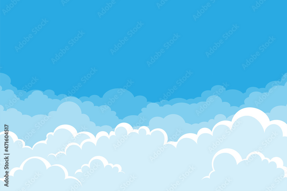 vector illustration of blue sky with white clouds background